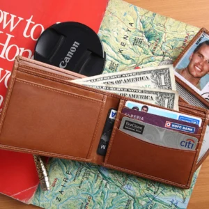 Brooklyn Bridge Vegetable Tanned Genuine Leather Wallet for Men – RFID Safe Bifold Wallet with Coin Pocket-BB-MW-788-CW-FG-VT-YS-BROWN 1