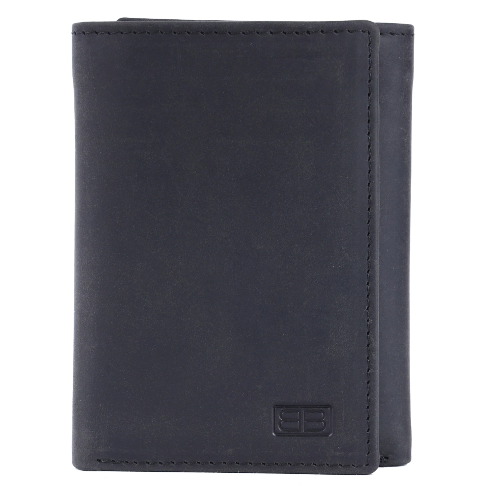Brooklyn Bridge Genuine Leather Trifold Wallet for Men with RFID Protection – Crazy Horse Card Holder BB-MW-792-CW-FG-CHL-YS-BLACK 1