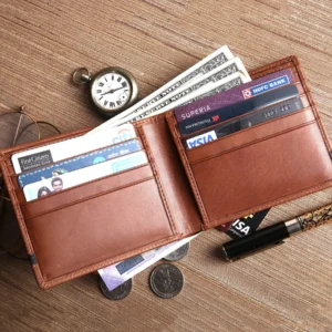 Brooklyn Bridge Genuine Leather Slim Wallets for Men – Minimalist RFID Blocking Bifold Front Pocket Wallet BB-MW-794-CW-FG-VTL-YS-BROWN 1
